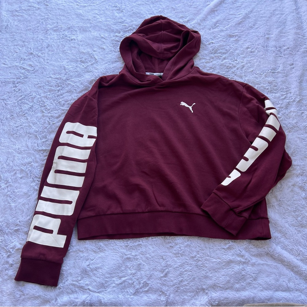 Puma Burgundy Pullover Hoodie - Size Small